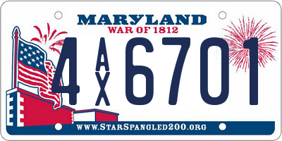 MD license plate 4AX6701