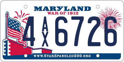 MD license plate 4AX6726