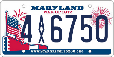 MD license plate 4AX6750