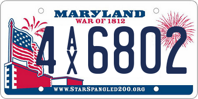 MD license plate 4AX6802
