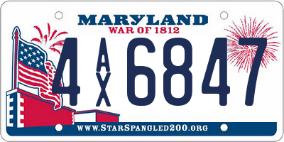 MD license plate 4AX6847