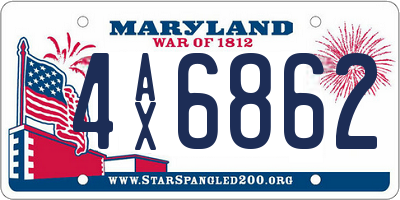 MD license plate 4AX6862