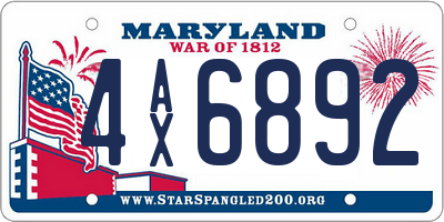 MD license plate 4AX6892