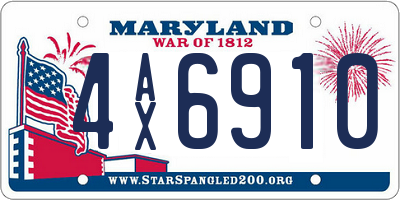 MD license plate 4AX6910