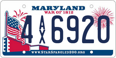 MD license plate 4AX6920