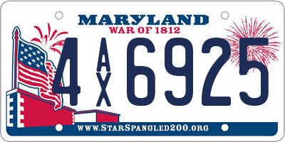 MD license plate 4AX6925