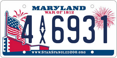 MD license plate 4AX6931