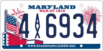 MD license plate 4AX6934