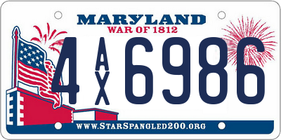 MD license plate 4AX6986