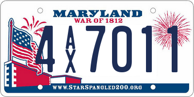 MD license plate 4AX7011