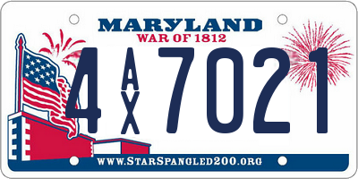 MD license plate 4AX7021