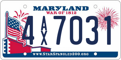MD license plate 4AX7031