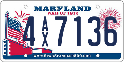 MD license plate 4AX7136