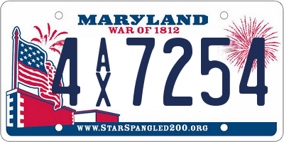 MD license plate 4AX7254