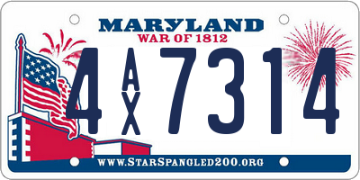 MD license plate 4AX7314