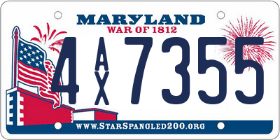 MD license plate 4AX7355