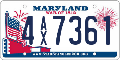 MD license plate 4AX7361