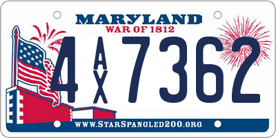 MD license plate 4AX7362