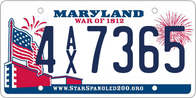 MD license plate 4AX7365