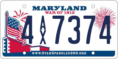 MD license plate 4AX7374