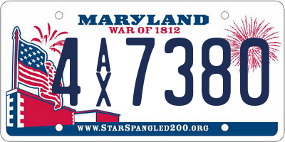 MD license plate 4AX7380