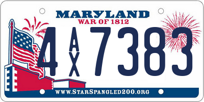 MD license plate 4AX7383