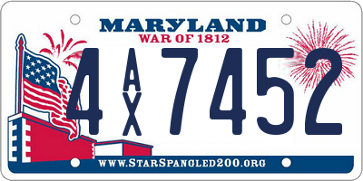 MD license plate 4AX7452