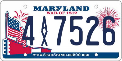 MD license plate 4AX7526