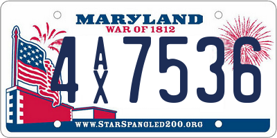 MD license plate 4AX7536