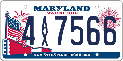MD license plate 4AX7566