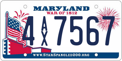 MD license plate 4AX7567