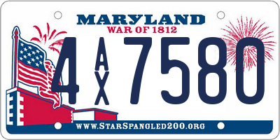 MD license plate 4AX7580