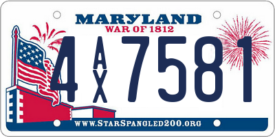 MD license plate 4AX7581
