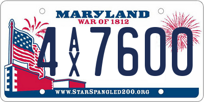 MD license plate 4AX7600