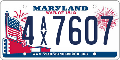 MD license plate 4AX7607