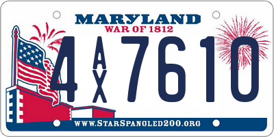 MD license plate 4AX7610