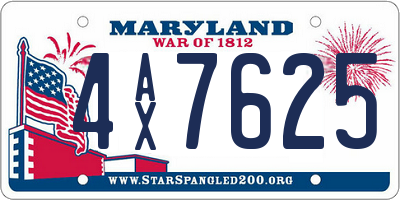 MD license plate 4AX7625