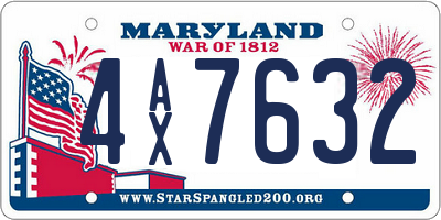 MD license plate 4AX7632