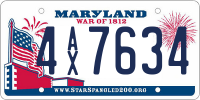 MD license plate 4AX7634