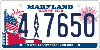 MD license plate 4AX7650