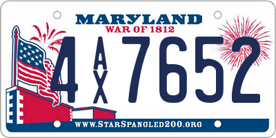 MD license plate 4AX7652
