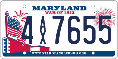 MD license plate 4AX7655