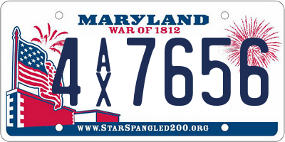 MD license plate 4AX7656