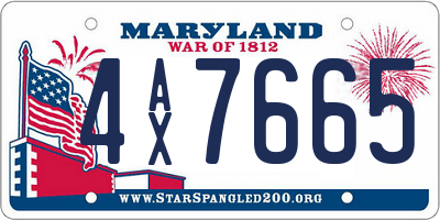MD license plate 4AX7665