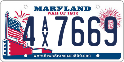 MD license plate 4AX7669