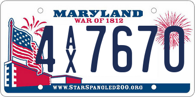 MD license plate 4AX7670