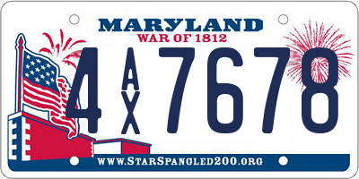MD license plate 4AX7678