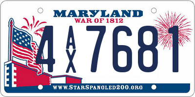 MD license plate 4AX7681