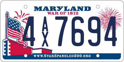 MD license plate 4AX7694