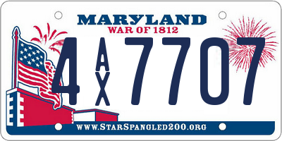MD license plate 4AX7707